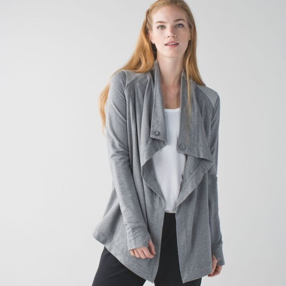 Lululemon Coast Wrap Jacket Heathered Mod Medium Grey Size 6 - Picture 1 of 6